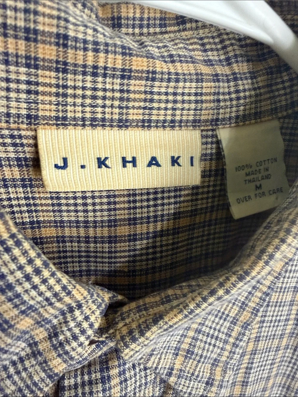 J. Khaki Men's Blue and Tan Plaid Button-Up Shirt